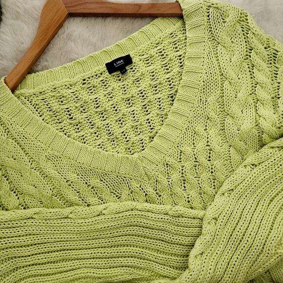 LINE The Label V-Neck Cable Knit Pullover Sweater Large - Picture 9 of 10